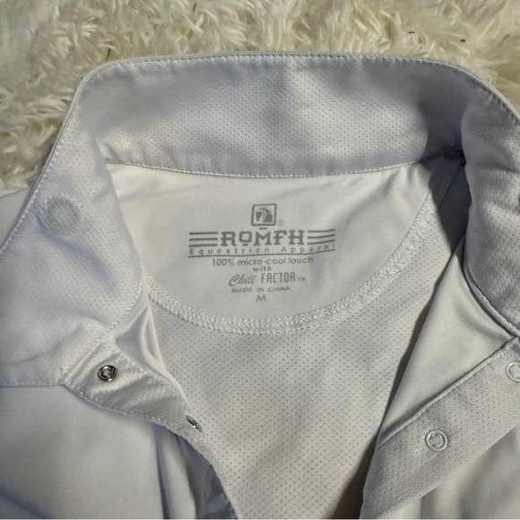 Women’s Medium White Romfh Short Sleeve Horseback Riding Show Shirt - Picture 5 of 5